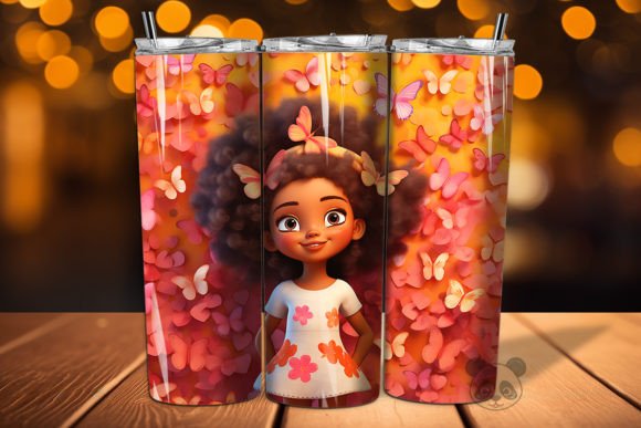 3D Afro Little Girl Tumbler Wrap PNG 39 Guide