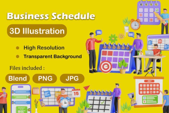 3D Business Schedule Pack: Elevating Digital Project Visuals