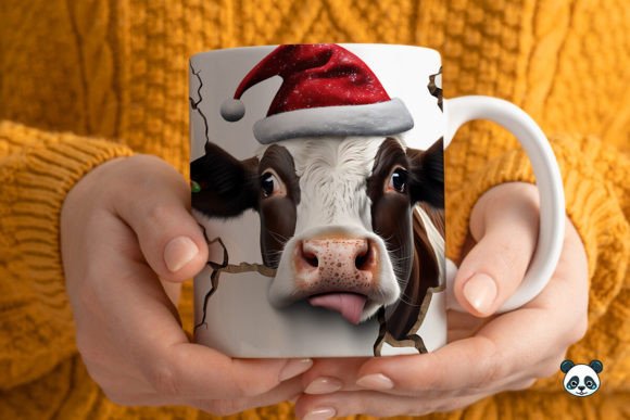 3D Christmas Cow Mug Wrap Design Guide