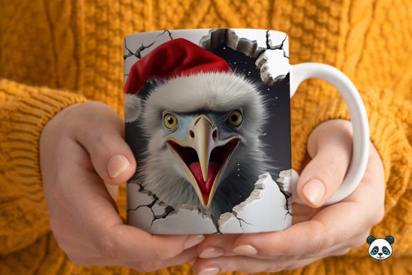 3D Christmas Emu Mug Wrap Design