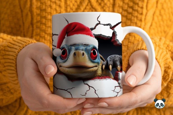 3D Christmas Sea Turtle Mug Wrap