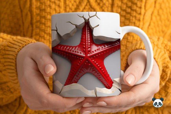 3D Christmas Starfish Mug Wrap: Elevating Holiday Sublimation with Coastal Charm