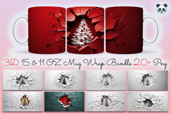 3D Christmas Tree Mug Wrap Bundle