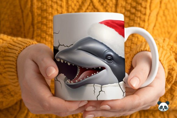 3D Christmas Whale Mug Wrap 1: Elevating Holiday Sublimation with Whimsical Design
