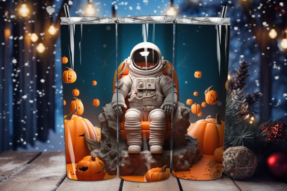 3D Halloween Astronaut Tumbler Wrap 25