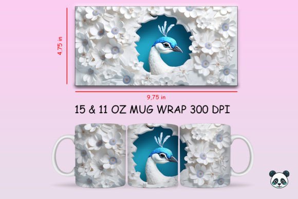 3D Peacock Mug Wrap Sublimation Guide