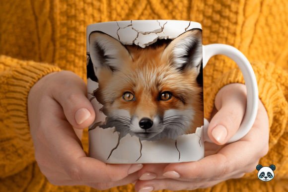 3D Red Fox Mug Wrap Sublimation Guide