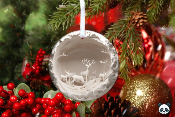 3D Reindeer Christmas Ornament 7 Design