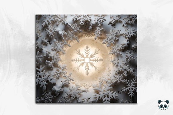 3D Snowflake Tumbler Wrap Sublimation Design