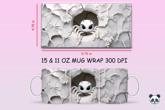 3D Spider Mug Wrap PNG for Sublimation