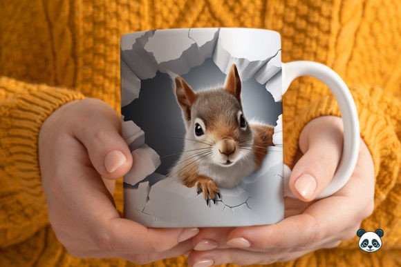 3D Squirrel Mug Wrap Sublimation Design