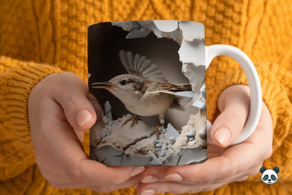 3D Winter Wren Mug Wrap Sublimation Guide