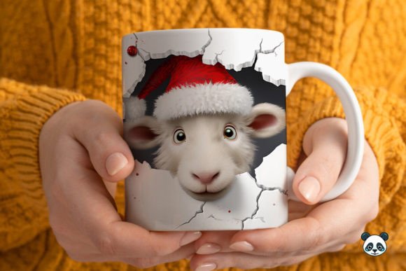 Elevate Your Holiday Merch with a 3D Christmas Sheep Mug Wrap