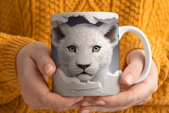 Elevate Your Sublimation Projects with a Stunning 3D Lion Mug Wrap PNG