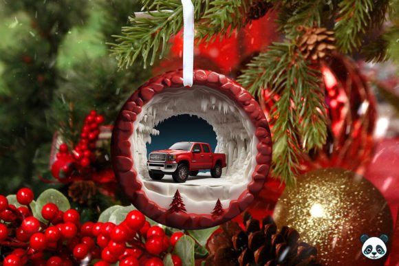 Elevating Holiday Merchandise with the 3D Red Pickup Christmas Ornament 2 Sublimation Design