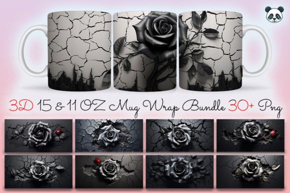 Elevating Sublimation Craftsmanship with the 3D Black Rose Mug Wrap Bundle