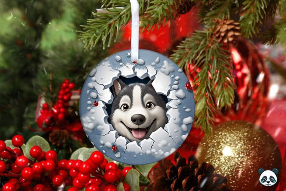 Husky Dog 3D Christmas Ornament Design