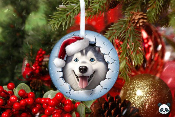 Husky Dog 3D Christmas Ornament Design
