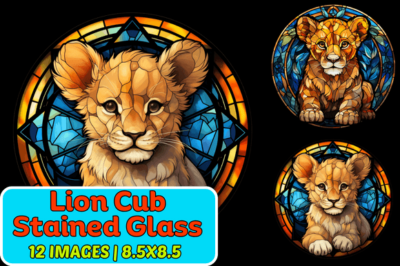 Lion Cub Stained Glass: Strategic Visual Assets for Creative Branding and Design