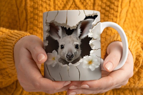 Strategic Branding with 3D Kangaroo Mug Wrap PNG Designs