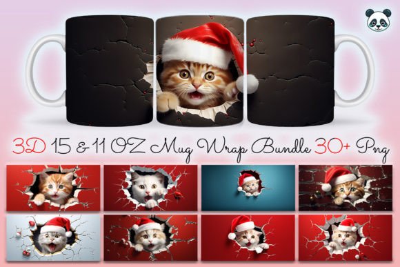 Strategic Branding with the 3D Christmas Cat Mug Wrap Bundle