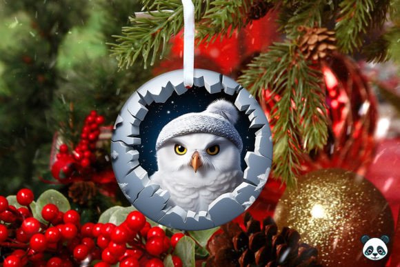 Strategic Branding with the Snowy Owl 3D Christmas Ornament 3 Design