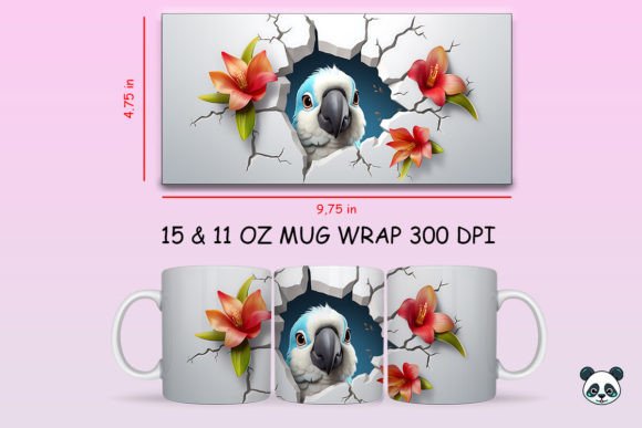 Stunning 3D Parrot Mug Wrap Sublimation Guide