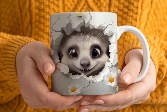 Transform Your Sublimation Projects with a 3D Meerkat Mug Wrap PNG
