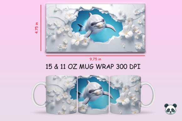 Transform Your Sublimation Projects with the 3D Dolphin Mug Wrap Png 1