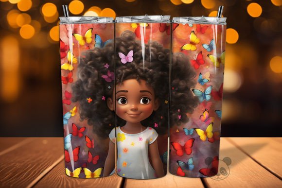 Transforming 20 oz Skinny Tumblers with the 3D Afro Little Girl Wrap Design